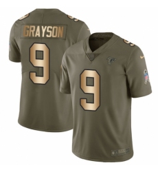 Men's Nike Atlanta Falcons #9 Garrett Grayson Limited Olive/Gold 2017 Salute to Service NFL Jersey