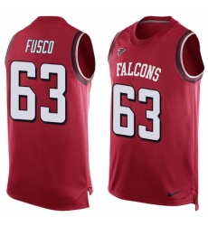 Men's Nike Atlanta Falcons #63 Brandon Fusco Limited Red Player Name & Number Tank Top NFL Jersey