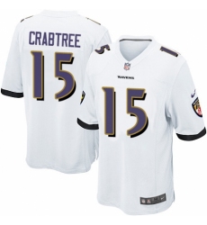 Men's Nike Baltimore Ravens #15 Michael Crabtree Game White NFL Jersey
