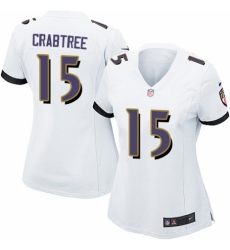 Women's Nike Baltimore Ravens #15 Michael Crabtree Game White NFL Jersey
