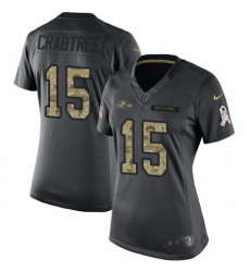 Women's Nike Baltimore Ravens #15 Michael Crabtree Limited Black 2016 Salute to Service NFL Jersey