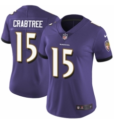 Women's Nike Baltimore Ravens #15 Michael Crabtree Purple Team Color Vapor Untouchable Elite Player NFL Jersey