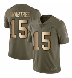 Youth Nike Baltimore Ravens #15 Michael Crabtree Limited Olive/Gold Salute to Service NFL Jersey