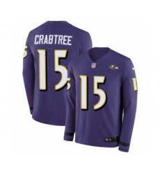 Youth Nike Baltimore Ravens #15 Michael Crabtree Limited Purple Therma Long Sleeve NFL Jersey