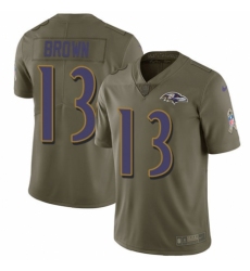 Men's Nike Baltimore Ravens #13 John Brown Limited Olive 2017 Salute to Service NFL Jersey