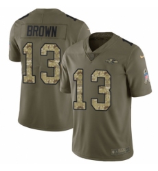 Men's Nike Baltimore Ravens #13 John Brown Limited Olive/Camo Salute to Service NFL Jersey