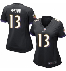 Women's Nike Baltimore Ravens #13 John Brown Game Black Alternate NFL Jersey