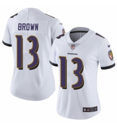 Women's Nike Baltimore Ravens #13 John Brown White Vapor Untouchable Elite Player NFL Jersey