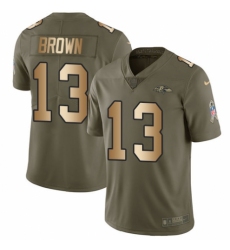 Youth Nike Baltimore Ravens #13 John Brown Limited Olive/Gold Salute to Service NFL Jersey