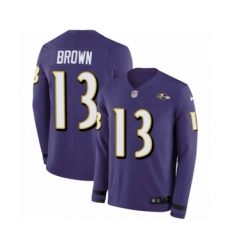Youth Nike Baltimore Ravens #13 John Brown Limited Purple Therma Long Sleeve NFL Jersey