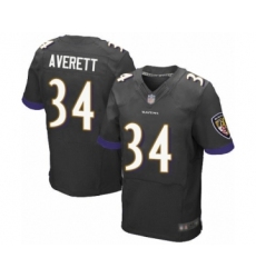 Men's Baltimore Ravens #34 Anthony Averett Elite Black Alternate Football Jersey