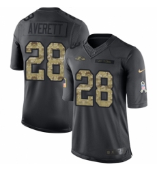 Youth Nike Baltimore Ravens #28 Anthony Averett Limited Black 2016 Salute to Service NFL Jersey