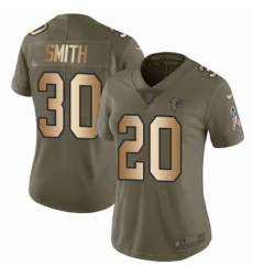 Women's Nike Atlanta Falcons #30 Ito Smith Limited Olive/Gold 2017 Salute to Service NFL Jersey