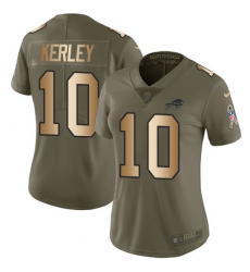 Women's Nike Buffalo Bills #10 Jeremy Kerley Limited Olive Gold 2017 Salute to Service NFL Jersey