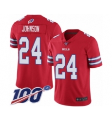 Men's Buffalo Bills #24 Taron Johnson Limited Red Rush Vapor Untouchable 100th Season Football Jersey