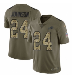 Men's Nike Buffalo Bills #24 Taron Johnson Limited Olive/Camo 2017 Salute to Service NFL Jersey