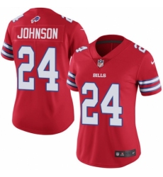Women's Nike Buffalo Bills #24 Taron Johnson Limited Red Rush Vapor Untouchable NFL Jersey