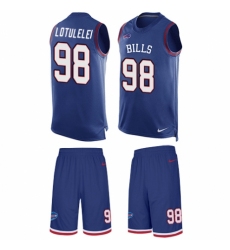 Men's Nike Buffalo Bills #98 Star Lotulelei Limited Royal Blue Tank Top Suit NFL Jersey