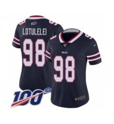 Women's Buffalo Bills #98 Star Lotulelei Limited Navy Blue Inverted Legend 100th Season Football Jersey