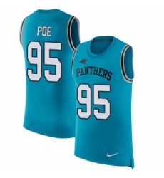 Men's Nike Carolina Panthers #95 Dontari Poe Blue Rush Player Name & Number Tank Top NFL Jersey