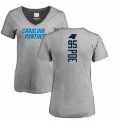 NFL Women's Nike Carolina Panthers #95 Dontari Poe Ash Backer V-Neck T-Shirt
