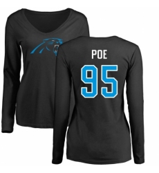 NFL Women's Nike Carolina Panthers #95 Dontari Poe Black Name & Number Logo Slim Fit Long Sleeve T-Shirt