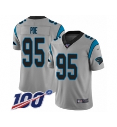 Youth Carolina Panthers #95 Dontari Poe Silver Inverted Legend Limited 100th Season Football Jersey