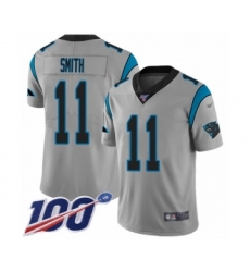 Men's Carolina Panthers #11 Torrey Smith Silver Inverted Legend Limited 100th Season Football Jersey