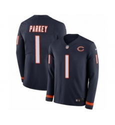 Men's Nike Chicago Bears #1 Cody Parkey Limited Navy Blue Therma Long Sleeve NFL Jersey