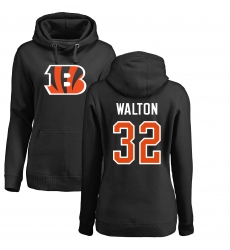 NFL Women's Nike Cincinnati Bengals #32 Mark Walton Black Name & Number LogoPullover Hoodie