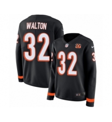 Women's Nike Cincinnati Bengals #32 Mark Walton Limited Black Therma Long Sleeve NFL Jersey