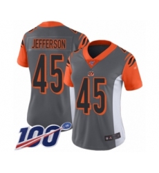 Women's Cincinnati Bengals #45 Malik Jefferson Limited Silver Inverted Legend 100th Season Football Jersey