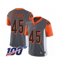 Youth Cincinnati Bengals #45 Malik Jefferson Limited Silver Inverted Legend 100th Season Football Jersey