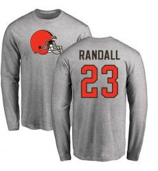 NFL Nike Cleveland Browns #23 Damarious Randall Ash Name & Number Logo Long Sleeve T-Shirt