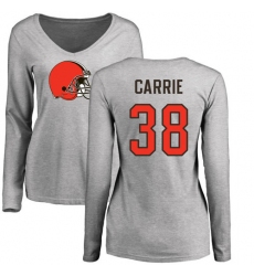NFL Women's Nike Cleveland Browns #38 T. J. Carrie Ash Name & Number Logo Long Sleeve T-Shirt