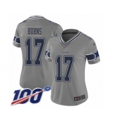 Women's Dallas Cowboys #17 Allen Hurns Limited Gray Inverted Legend 100th Season Football Jersey