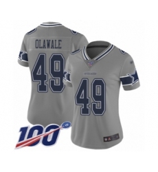 Women's Dallas Cowboys #49 Jamize Olawale Limited Gray Inverted Legend 100th Season Football Jersey