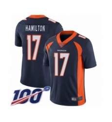 Men's Denver Broncos #17 DaeSean Hamilton Navy Blue Alternate Vapor Untouchable Limited Player 100th Season Football Jersey
