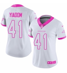 Women's Nike Denver Broncos #41 Isaac Yiadom Limited White/Pink Rush Fashion NFL Jersey