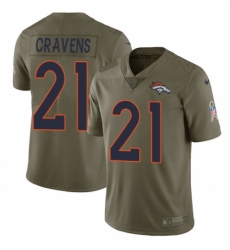 Men's Nike Denver Broncos #21 Su'a Cravens Limited Olive 2017 Salute to Service NFL Jersey