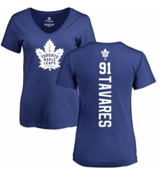 NHL Women's Adidas Toronto Maple Leafs #91 John Tavares Royal Blue Backer T-Shirt