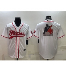Men's Houston Texans White Team Big Logo With Patch Cool Base Stitched Baseball Jersey