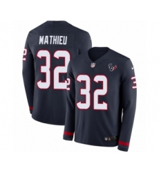 Men's Nike Houston Texans #32 Tyrann Mathieu Limited Navy Blue Therma Long Sleeve NFL Jersey