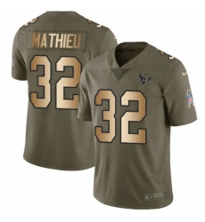 Men's Nike Houston Texans #32 Tyrann Mathieu Limited Olive/Gold 2017 Salute to Service NFL Jersey