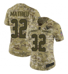 Women's Nike Houston Texans #32 Tyrann Mathieu Limited Camo 2018 Salute to Service NFL Jersey