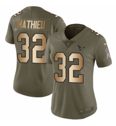 Women's Nike Houston Texans #32 Tyrann Mathieu Limited Olive/Gold 2017 Salute to Service NFL Jersey