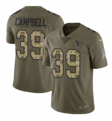 Men's Nike Houston Texans #39 Ibraheim Campbell Limited Olive/Camo 2017 Salute to Service NFL Jersey