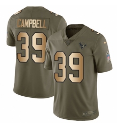Men's Nike Houston Texans #39 Ibraheim Campbell Limited Olive/Gold 2017 Salute to Service NFL Jersey