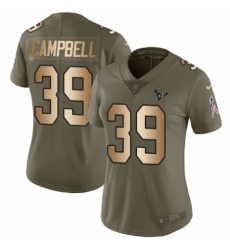 Women's Nike Houston Texans #39 Ibraheim Campbell Limited Olive/Gold 2017 Salute to Service NFL Jersey
