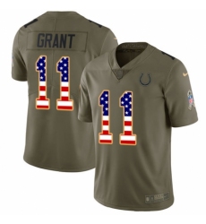Men's Nike Indianapolis Colts #11 Ryan Grant Limited Olive/USA Flag 2017 Salute to Service NFL Jersey